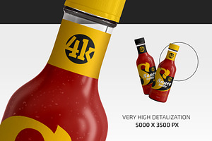 Glass Tomato Sauce Bottle Mockup Set