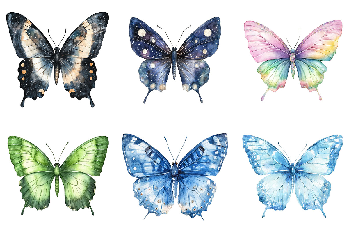 Colorful Butterflies Watercolor Set, an Illustration by Pixels.Craft (Photo 6 of 11)