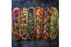 An array of poke tacos in different, a Food & Drink Photo by ZinetroN