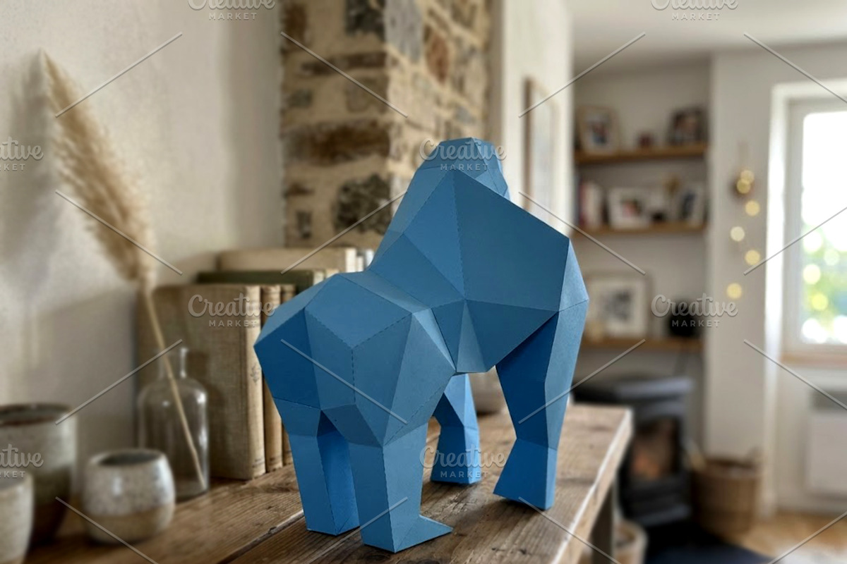 Gorilla sculpture - 3d papercraft, a Card Template by PAPER amaze (Photo 4 of 5)
