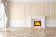 CLASSIC INTERIOR WITH FIREPLACE, a Decorative Illustration by YKvisual (Thumbnail 2 of 2)