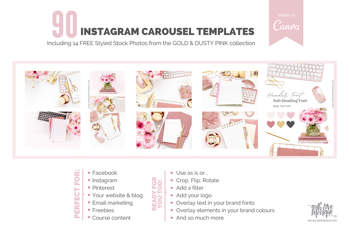 90 Instagram Carousel Canva Template, a Social Media Template by With Love Monique (Photo 6 of 12)