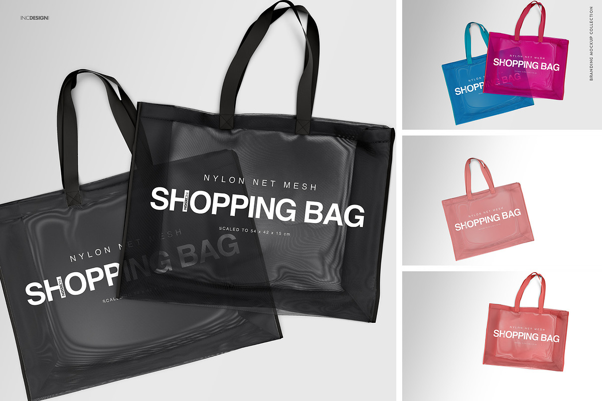 Nylon Net Mesh Shopping Tote Mockup, a Packaging Mockup by INCDesign (Photo 19 of 22)