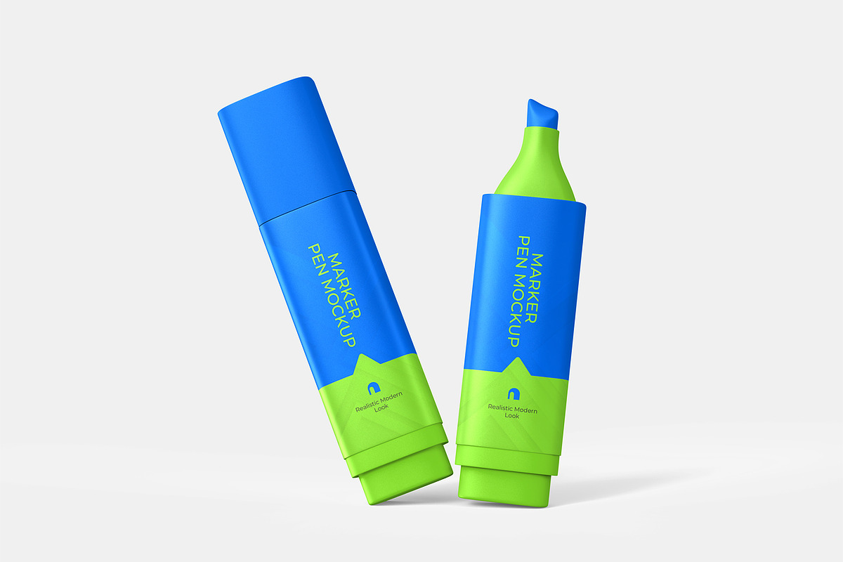 Highlighter Marker Pen Mockup, a Pens & Pencil Mockup by graphypix (Photo 4 of 5)