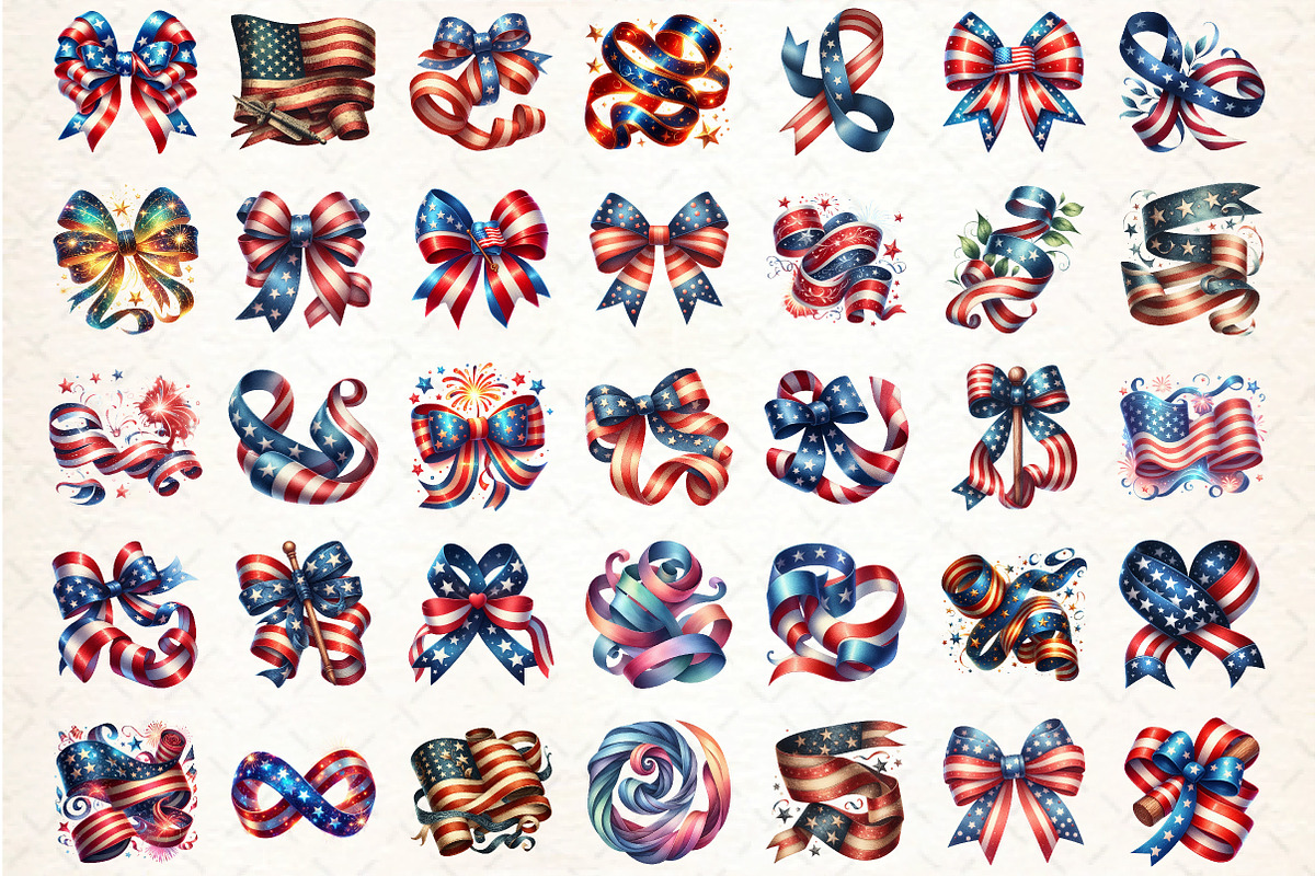 Ribbon Patriotic 4th of July Clipart, an Illustration by DreamCafeArt (Photo 2 of 7)