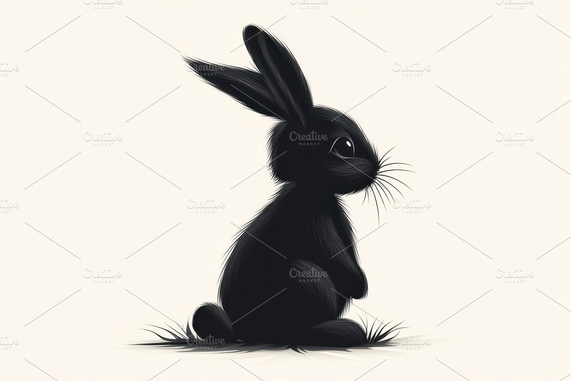 Black rabbit sitting peacefully natu, an Animal Photo by Pixeness Studio