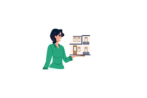 Real estate agent showing a model, an Object Illustration by pikepicture