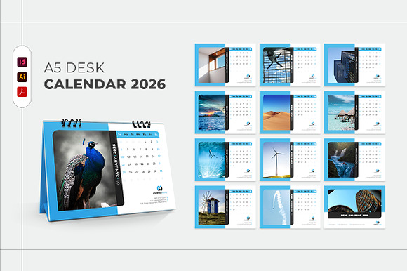 A5 Size Desk Calendar 2026 Printable