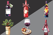 Christmas Red Wine Clipart, an Illustration by Black Bird Studio (Thumbnail 2 of 6)