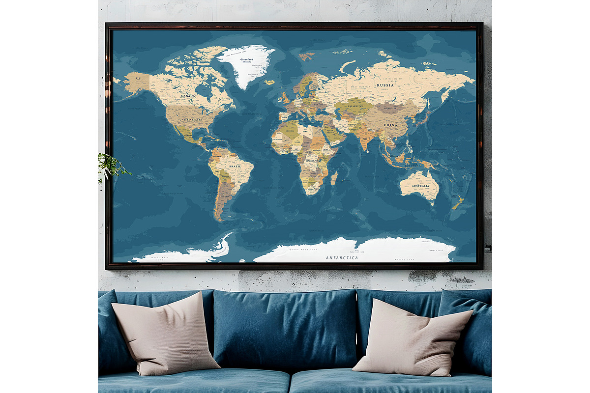 Vector World Map - Large&Detailed, a Decorative Illustration by PorcuPen Works (Photo 7 of 8)