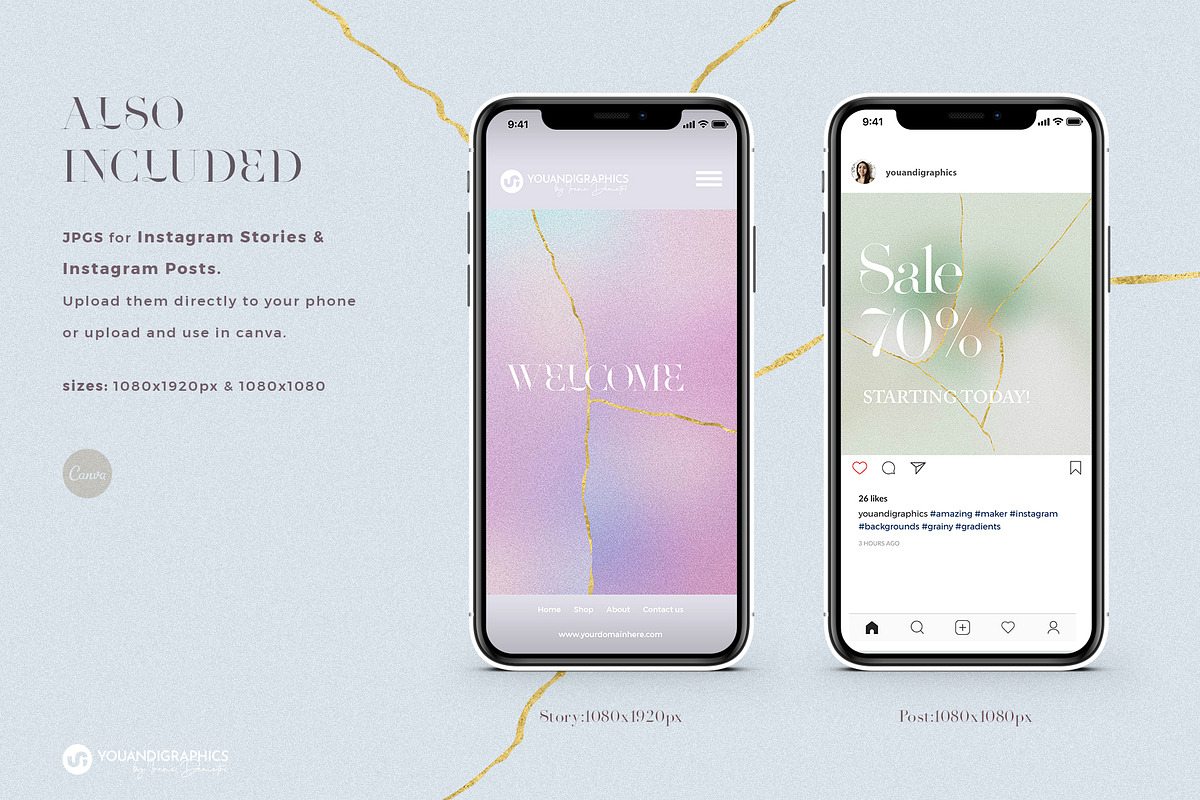 Kintsugi Gradient Backgrounds, a Texture Graphic by Youandigraphics (Photo 3 of 17)