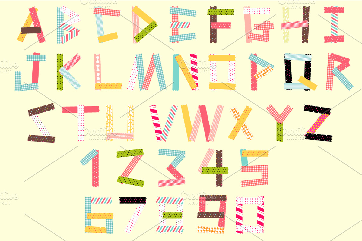 Masking tape alphabet set