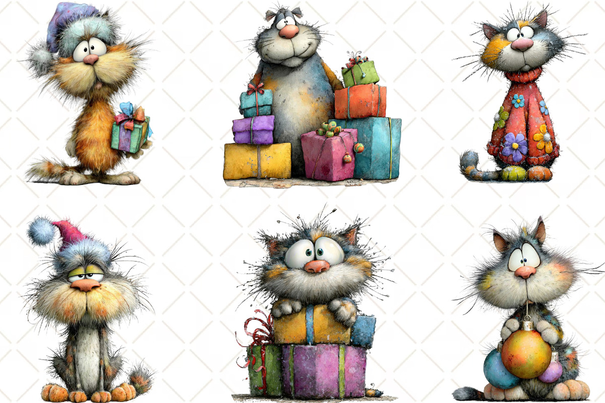 Christmas Cat Clipart, an Illustration by Black Bird Studio (Photo 6 of 6)