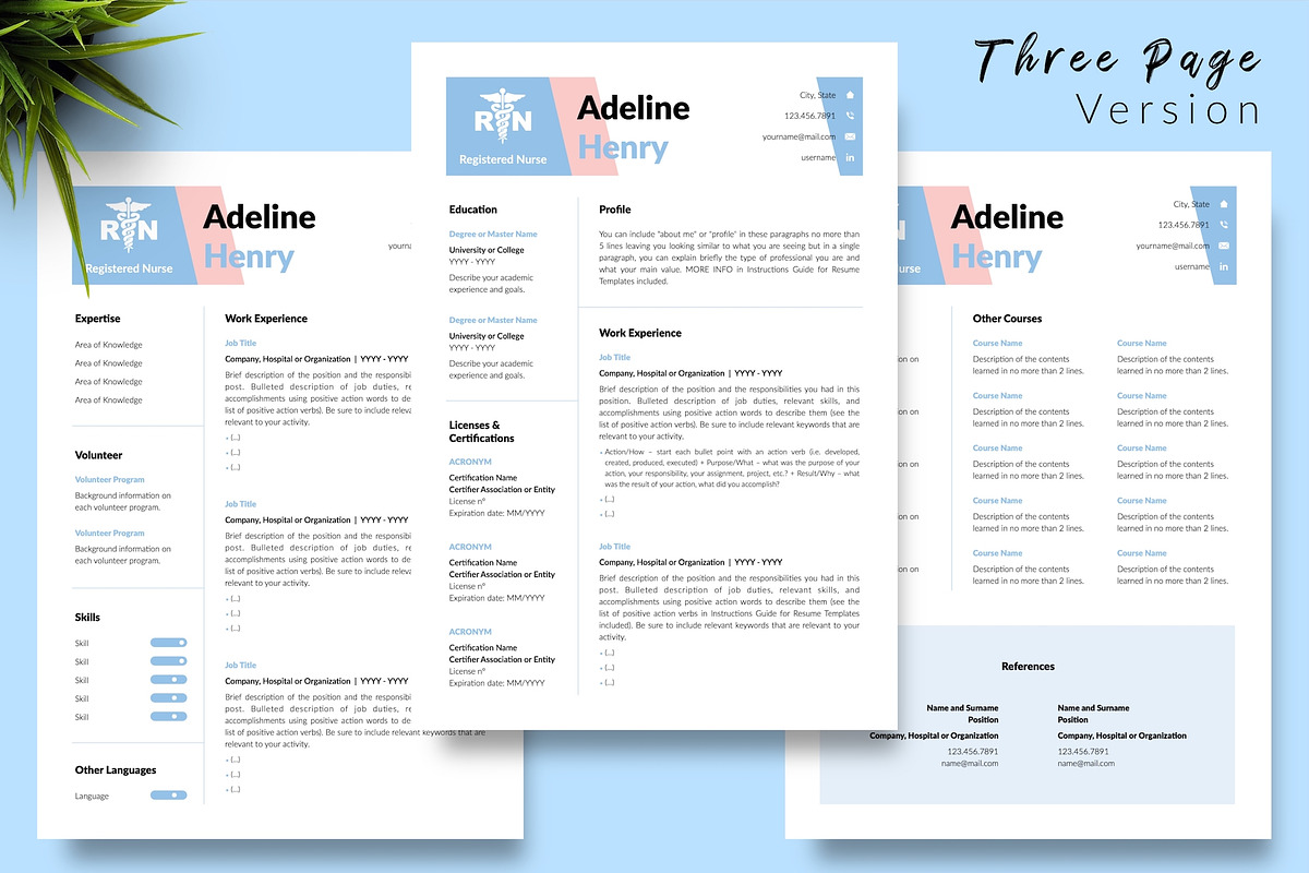 Nurse CV Bundle / Resume - Adeline, a Resume Template by Templates Design Co. (Photo 4 of 17)