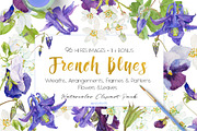 French Blues-Design Pack!, an Illustration by watercolorwild.graphics (Thumbnail 1 of 11)