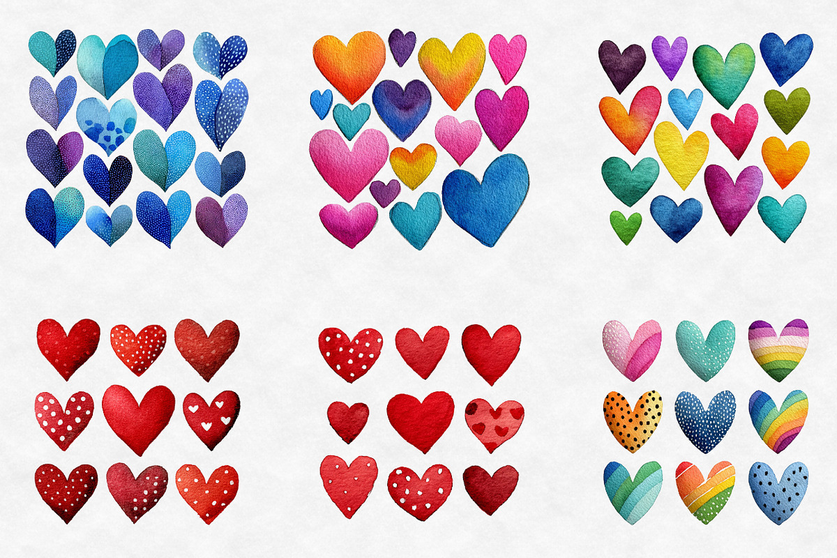 Watercolor Hearts Clipart, an Illustration by Designworld (Photo 6 of 6)