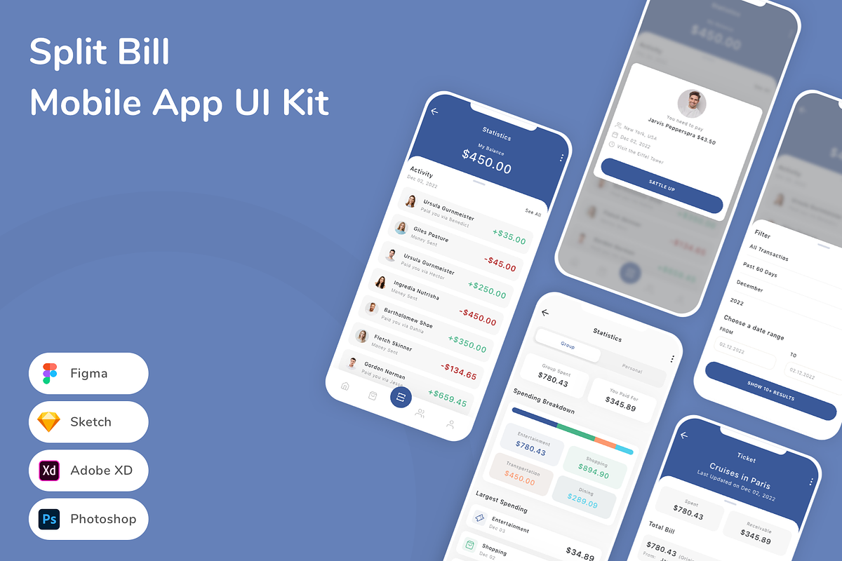 Split Bill Mobile App UI Kit, an UI Kit Template by Betush