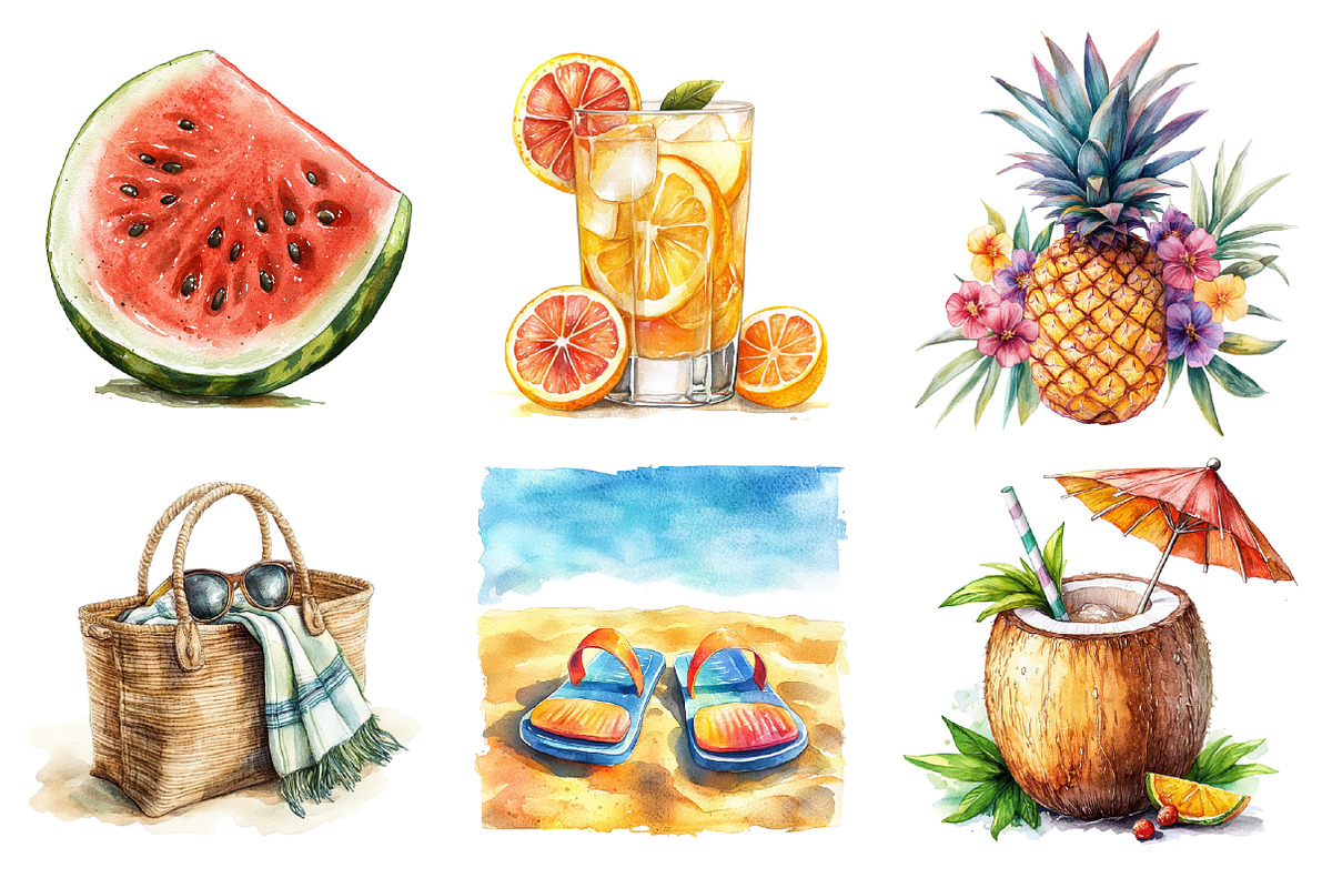 Summer on the Beach Clipart PNG, an Illustration by SinaCreation (Photo 2 of 5)