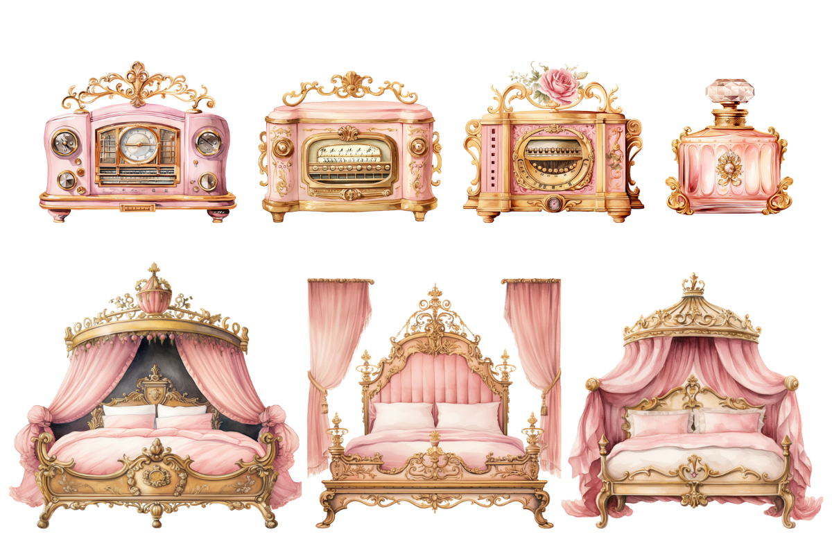 Pink & Gold Royal Victorian Clipart, an Object Illustration by Digital Xpress (Photo 7 of 10)