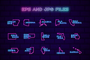 50 USA Neon States, an Object Graphic by Lunarts Studio (Thumbnail 2 of 7)