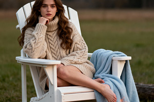 Woman in Cozy Sweater and Campfire, a Person Photo by Virgo Studio