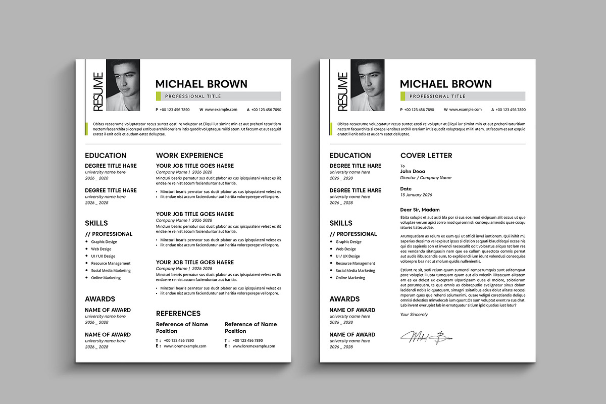 Unique Resume Template, a Resume Template by evgenystudio (Photo 3 of 4)