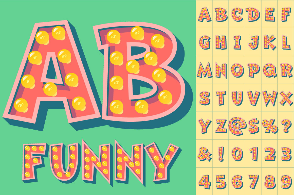 Comic Vector lamp alphabet, an Object Graphic by popskraft