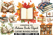 Watercolor Autumn Books Clipart, an Illustration by Craft Nest (Thumbnail 1 of 6)