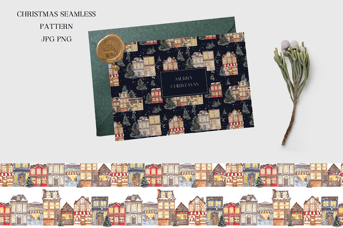 Watercolor Christmas pattern., a Pattern Graphic by ma_i_vi (Photo 6 of 8)