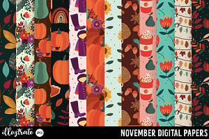 November Digital Paper Fall Patter