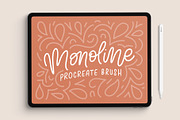 Monoline Procreate Brush, a Brush Add-On by Rachel Kick (Thumbnail 1 of 8)