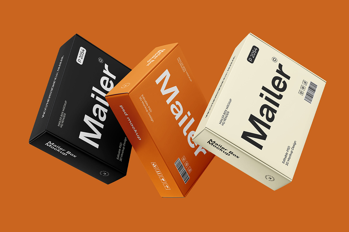 Cardboard Shipping Mailer Box Mockup, a Packaging Mockup by Ram Studio LLC (Photo 12 of 14)