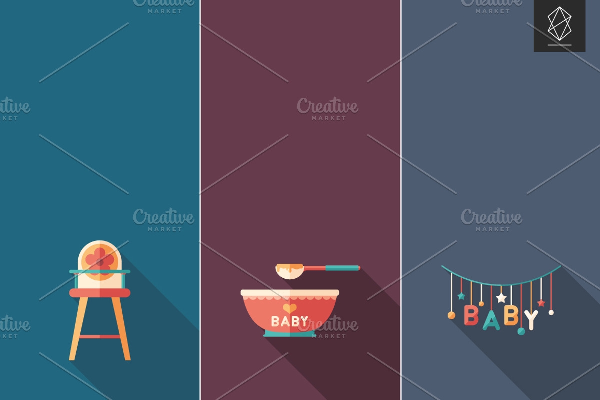 Baby time flat square icon set, an Icon by Yury Velikanov (Photo 4 of 4)