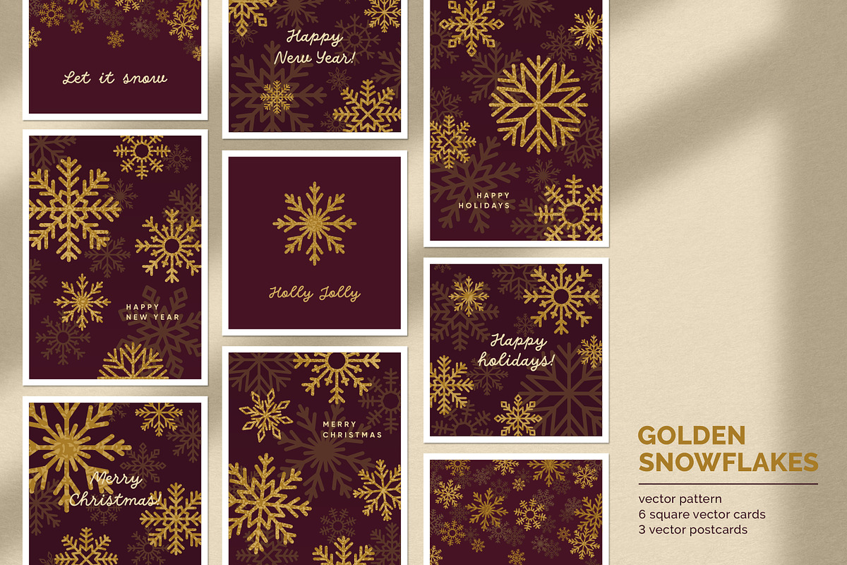Christmas cards with snow flakes set, a Decorative Illustration by Good Studio (Photo 1 of 14)