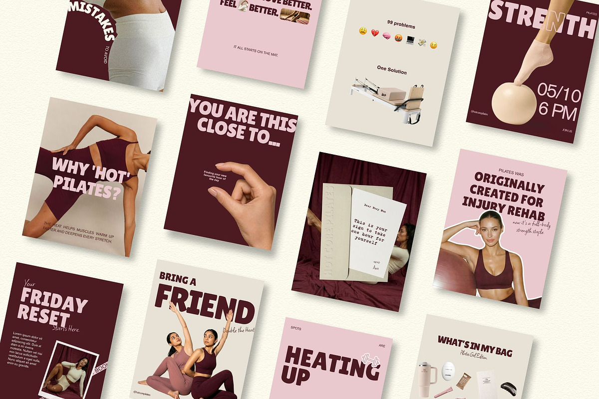 Pink & Burgundy Instagram Templates, a Social Media Template by Row Creative (Photo 4 of 11)