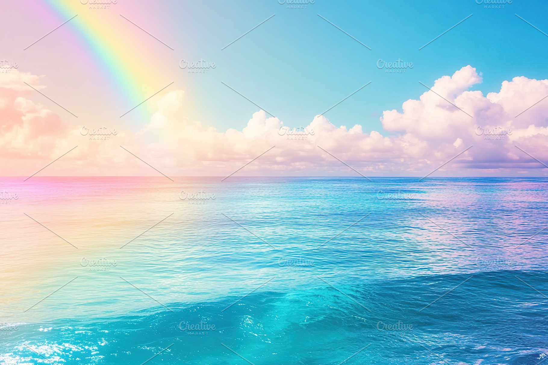 Rainbow in blue sky over the ocean, a Nature Photo by AlyaAnd