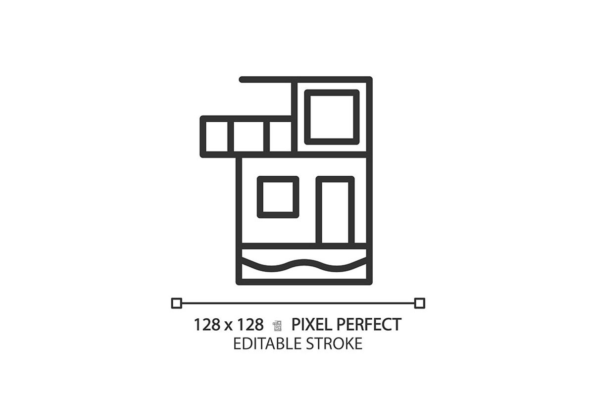 Villa pixel perfect linear icon, an Icon by IMG Visuals