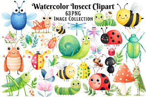 Watercolor Insects Clipart Bundle, an Illustration by Dream Creation