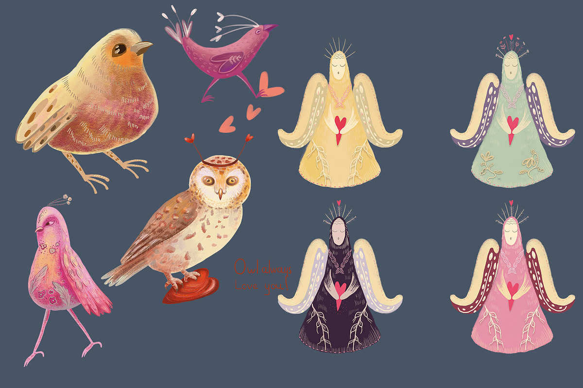 Valentine’s Day Folk Clipart, a Seasonal Illustration by FaliushViktoriaArtist (Photo 3 of 11)