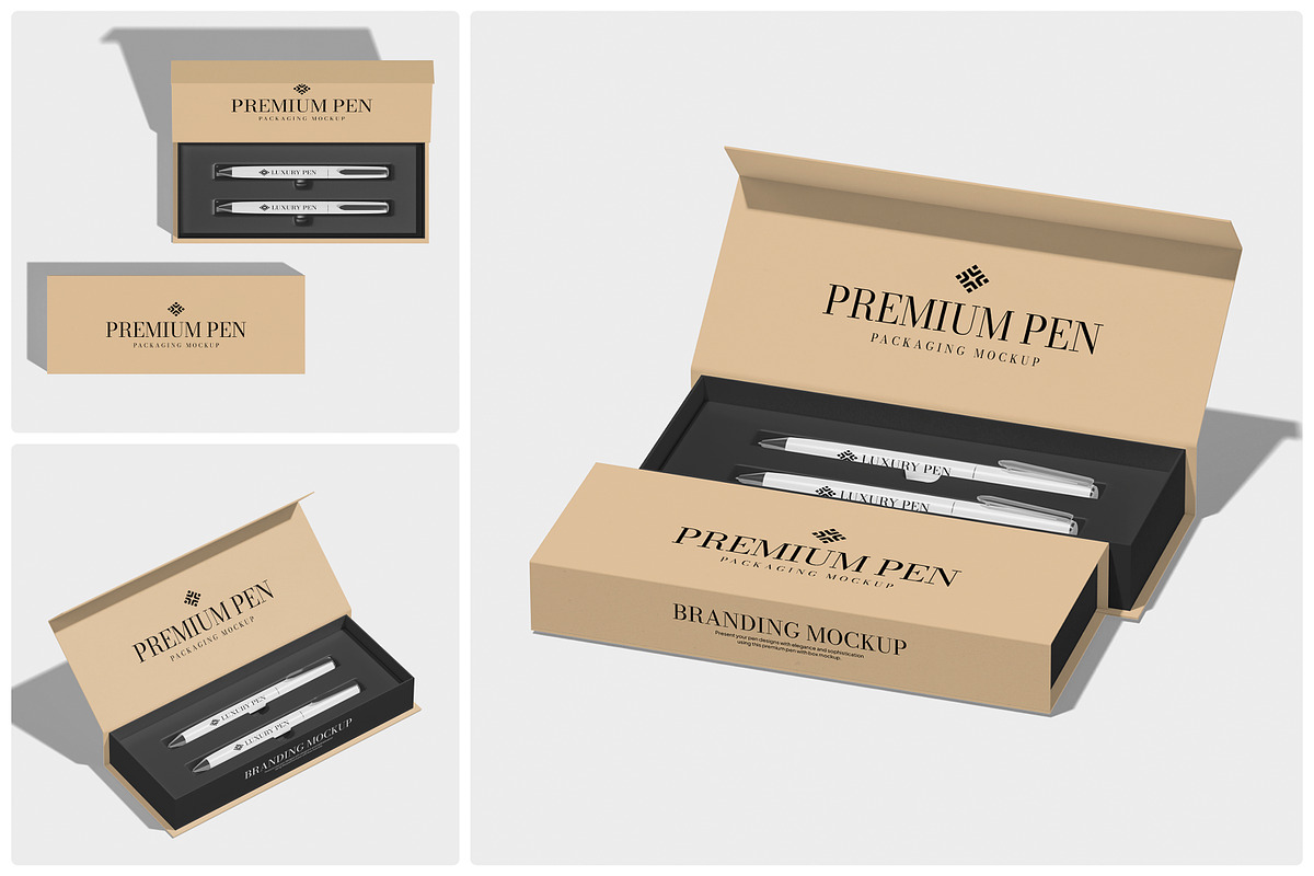 Pen With Box Mockup, a Packaging Mockup by Unerispace (Photo 1 of 5)