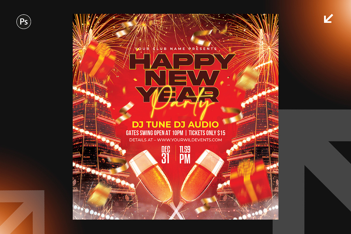 New Year Party Flyer Design Bundle, a Flyer Template by Shajib Shikder (Photo 3 of 7)