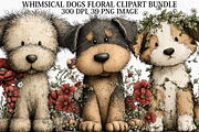 Whimsical Dogs Floral Clipart Bundle, a Seasonal Illustration by Canvas Craft (Thumbnail 1 of 7)