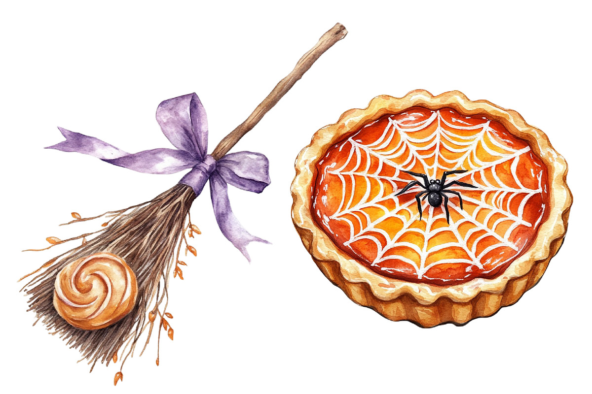 Watercolor Halloween Sweets Clipart, a Seasonal Illustration by CitraGraphics (Photo 5 of 5)