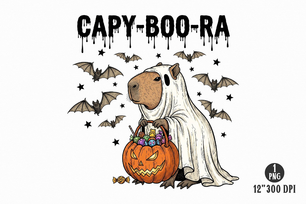 Halloween Capybara Sublimation PNG, an Illustration by Dream Creation (Photo 2 of 17)