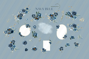 Navy Blue Flowers Clipart