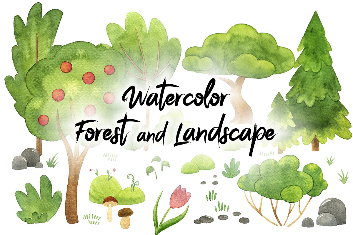 Watercolor forest and landscape., an Illustration by Kattarina Po (Photo 1 of 7)