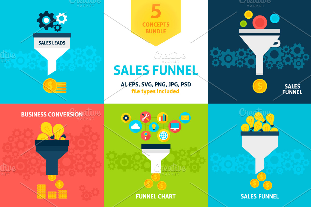 Sales Funnel Vector Concepts, a Finance Illustration by Anna_leni (Photo 1 of 6)