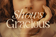 Shows Gracious | Regular + Italic, a Serif Font by roomspace creative lab (Thumbnail 1 of 14)