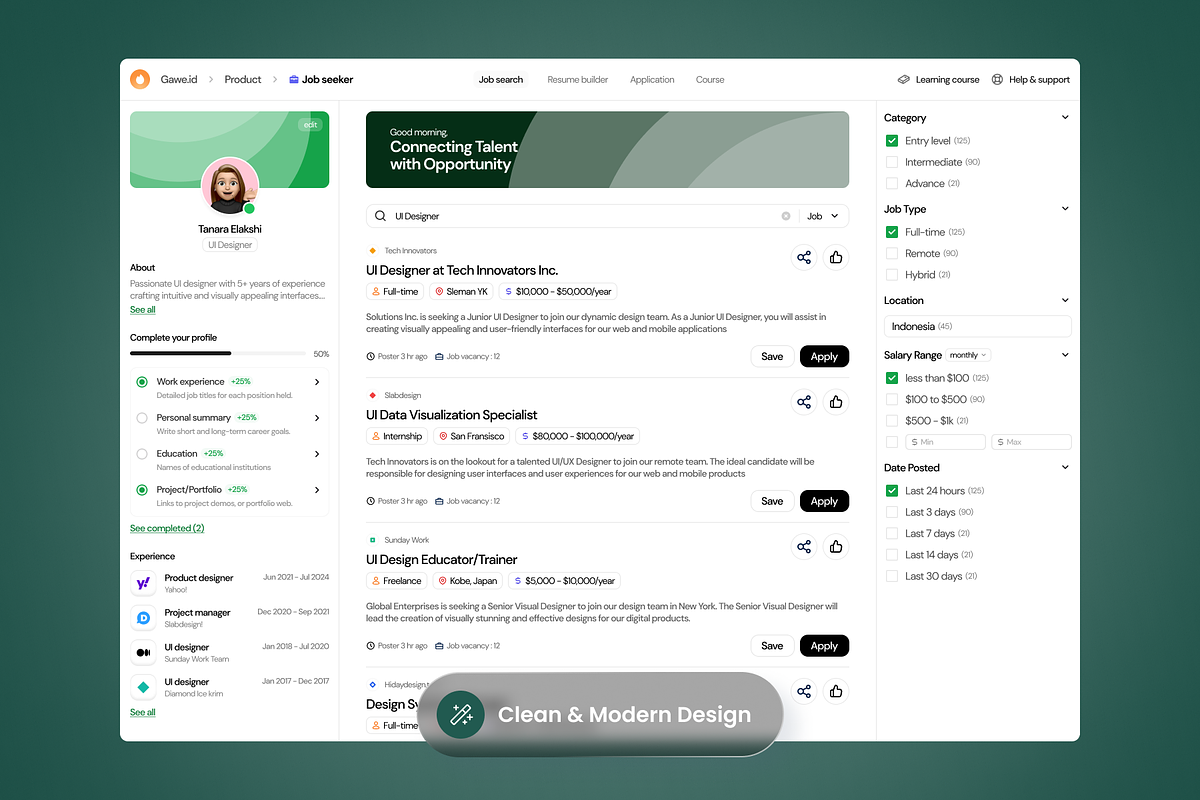 Gawe.id - Jobseeker Dashboard, a Websites & App Template by SLAB! Design (Photo 3 of 3)
