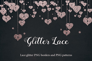 SALE! GLITTER LACE Borders & Clipart